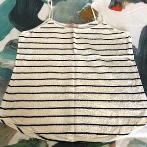 Loft cream lace cami with black and silver stripes